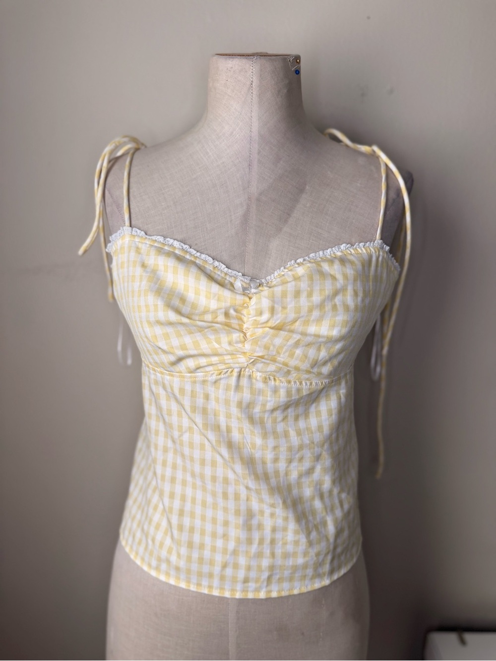 Edikted Yellow Gingham Tie Strap Cami Top Size XL